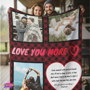 Cobertor De Velo "Amo Você Mais" Foto e Poema de Amor Xadrez
