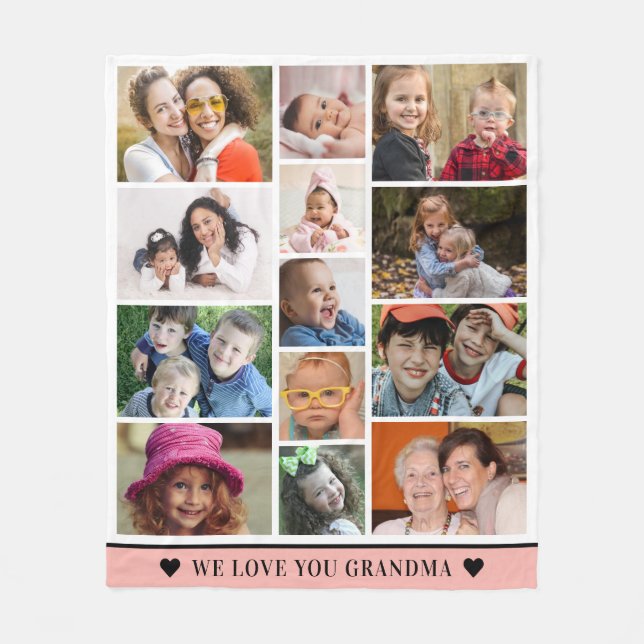 Cobertor De Velo Amo Vovó Vovô 13 Foto Colagem (Frente)