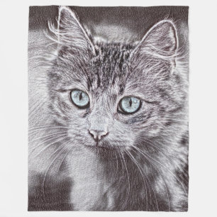 Cobertor De Velo Amor de Gatinho Gatinho Fofo com Olhos Azuis Lumin