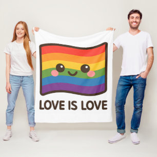 Cobertor De Velo Amor é Amor - Design do Arco-Íris Kawaii