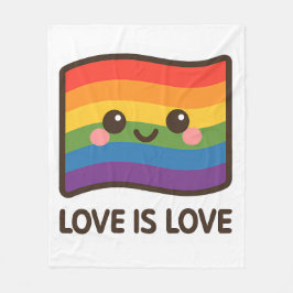 Cobertor De Velo Amor é Amor - Design do Arco-Íris Kawaii