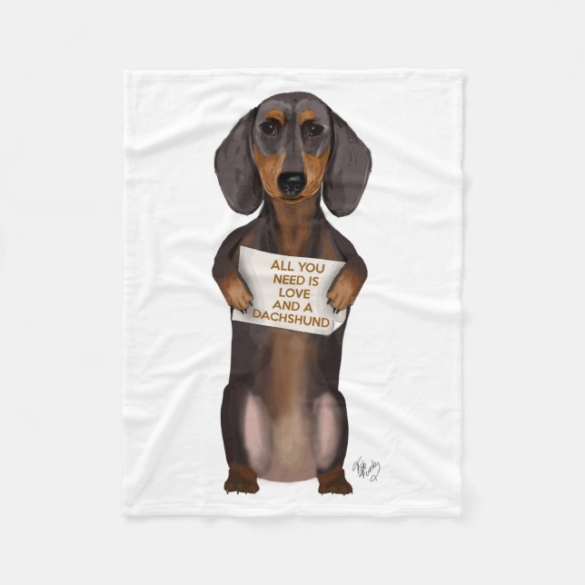 Cobertor De Velo Amor e Dachshund (Frente)