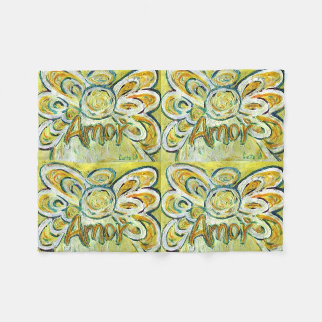 Cobertor De Velo Amor Guardian Angel Art Custom Fleece Blanket (Frente (Horizontal))