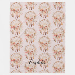 Cobertor De Velo Amor Rosa Boho Penas Florais Sonho Catcher