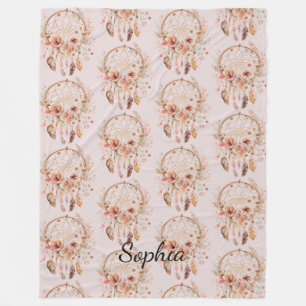 Cobertor De Velo Amor Rosa Boho Penas Florais Sonho Catcher