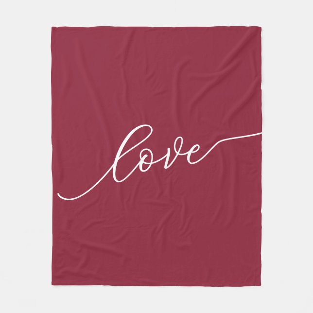 Cobertor De Velo Amor Simples Script Vermelho (Frente)