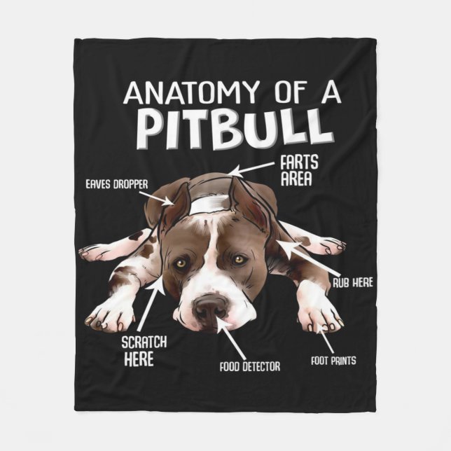Cobertor De Velo Anatomia De Um Pitbull Americano (Frente)