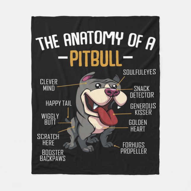 Cobertor De Velo Anatomia De Uma Cuta Pitbull (Frente)