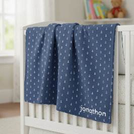 Cobertor De Velo Anchor Navy & White Pattern ID836