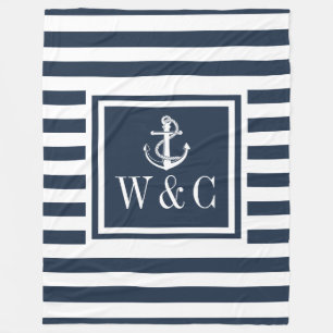 Cobertor De Velo Âncora de Barco Náutico com Faixa Azul Marinho Mon