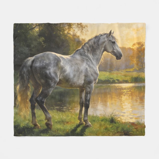Cobertor De Velo Andalusian Stallion by the Lake (Frente (Horizontal))