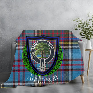 Cobertor De Velo Anderson Scottish Clan Tartan & Crest