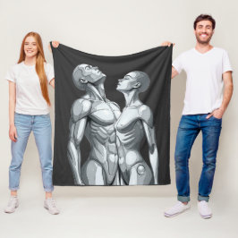 Cobertor De Velo Android Union: Cyborg Couple Fleece Blanket