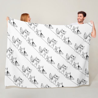 Cobertor De Velo Angel Postcard Fleece Blanket