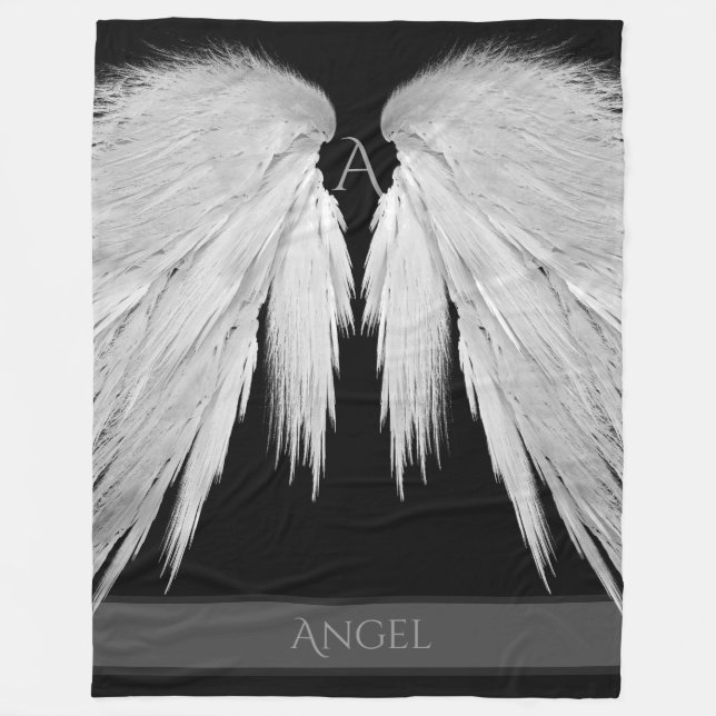 Cobertor De Velo ANGEL WINGS Monograma Name Black (Frente)