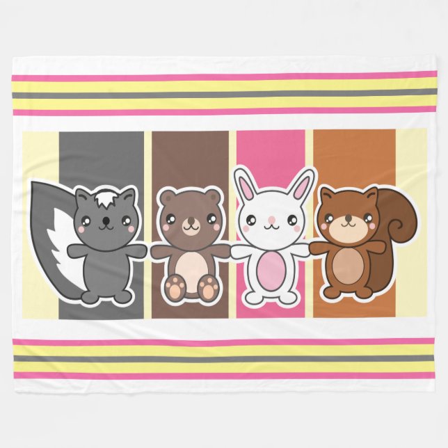 Cobertor De Velo Animais Bebês (Frente (Horizontal))