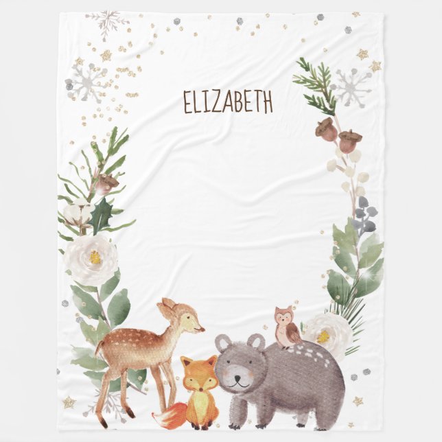Cobertor De Velo Animais Da Floresta (Frente)