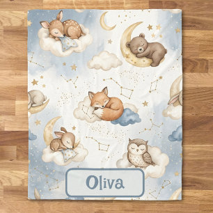 Cobertor De Velo Animais da Floresta Adormecidos em Aquarela