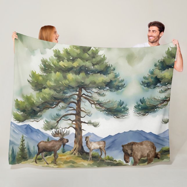 Cobertor De Velo Animais da Floresta nas Montanhas Fleece Blanket (In Situ)