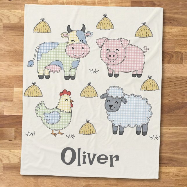 Cobertor De Velo Animais de Fazenda em Patchwork Fofos (Criador carregado)