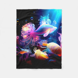 COBERTOR DE VELO ANIMAIS DO MAR COLORIDOS, CRIATURAS MARÍTIMAS, GOL