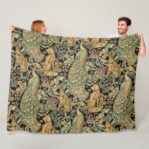 COBERTOR DE VELO ANIMAIS FLORESTAIS, FOX, PEACOCK, ORELHA NA FLORAL