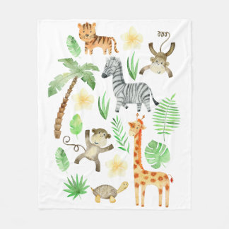 Cobertor De Velo Animais Safari para crianças.