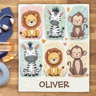 Cobertor De Velo Animais Safari Whimsic