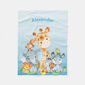 Cobertor De Velo Animais Selvagem Safari Cótaro Azul