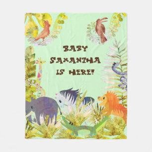 Cobertor De Velo Animais Selvagens De Cor Azul, Cor De Água, Cor Ve