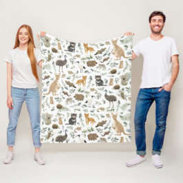 Cobertor De Velo Animais Whimsical Australianos - Verde Eucalyptus