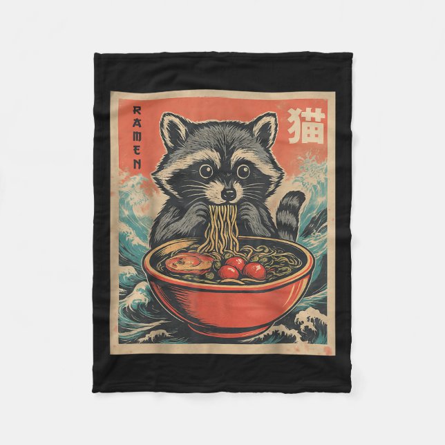 Cobertor De Velo Anime Raccoon Ramen Japonês Funny Kawaii Gift Men (Frente)