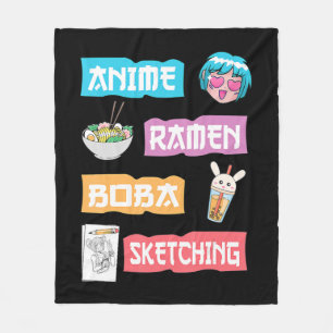 Cobertor De Velo Anime Ramen Boba Sketching Kawaii Anime Mer