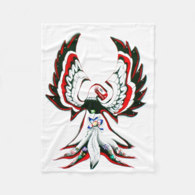 Cobertor De Velo Anishinaabe Thunderbird Quente Cozy Fleece Blanket (Frente)