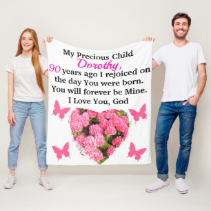 Cobertor De Velo ANIVERSÁRIO bonito FLORAL PERSONALIZADO DO PINK