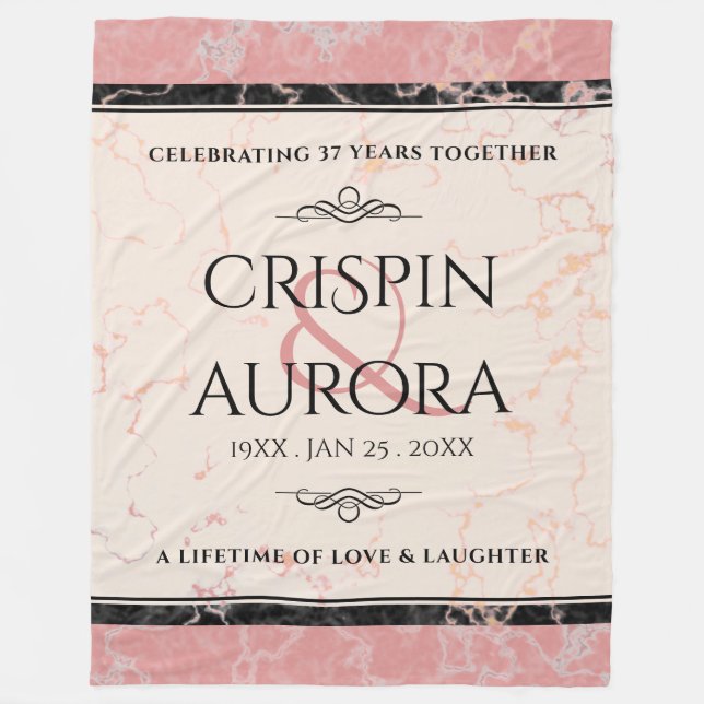 Cobertor De Velo Aniversário Casado Elegante 37.º Alabastro (Frente)