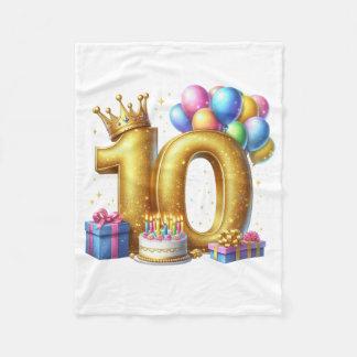 Cobertor De Velo Aniversário de 10 anos dourado