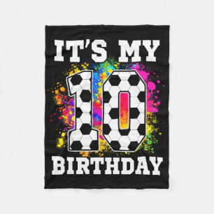 Cobertor De Velo Aniversário de 10 anos Tema de Futebol É Meu 10º A