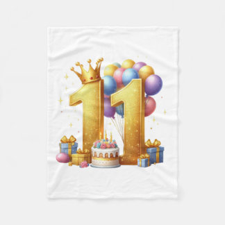 Cobertor De Velo Aniversário de 11 anos dourado