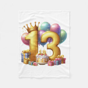 Cobertor De Velo Aniversário de 13 anos dourado