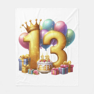 Cobertor De Velo Aniversário de 13 anos dourado