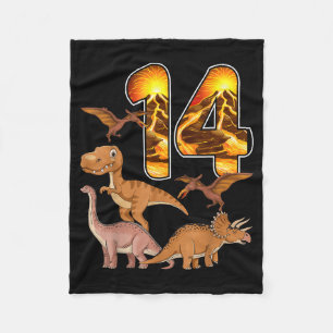 Cobertor De Velo Aniversário de 14 anos Dinosaur T-rex 14 Anos de i