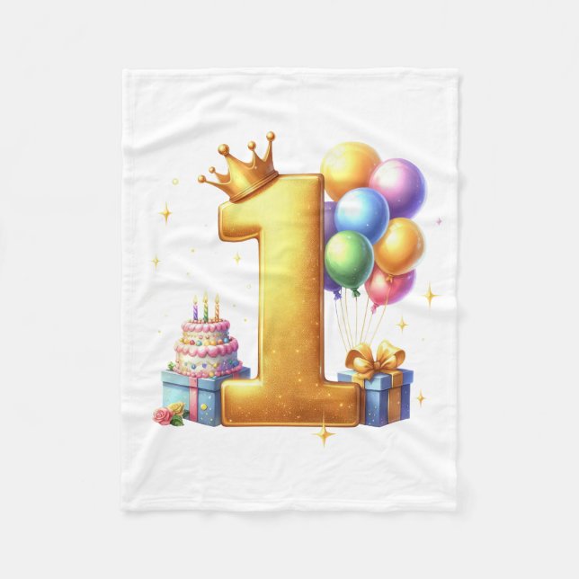 Cobertor De Velo Aniversário de 1 ano Dourado (Frente)