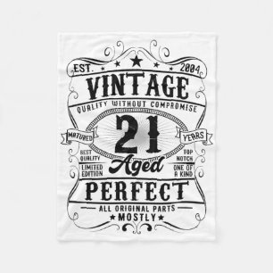 Cobertor De Velo aniversário de 21 anos de 21 Anos Vintage Est 2004