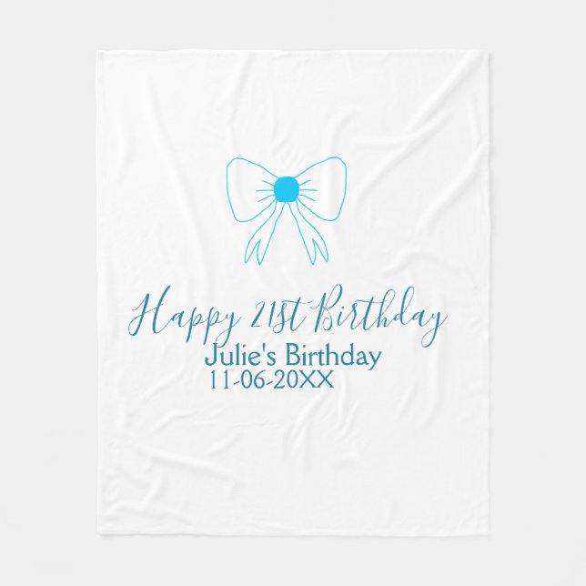 Cobertor De Velo Aniversário de 21 anos feliz arco  azul namoradas (Frente)