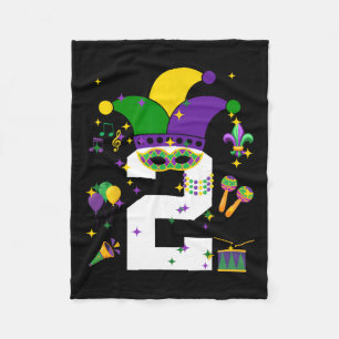Cobertor De Velo Aniversário de 2 anos do Toddler Tema Mardi Gras 2