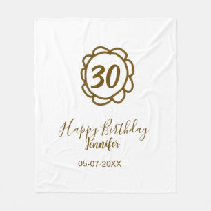 Cobertor De Velo aniversário de 30 anos adiciona nome data ano ouro