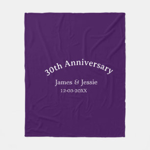 Cobertor De Velo aniversário de 30 anos de casamento nome data roxo