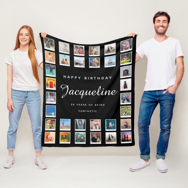 Cobertor De Velo aniversário de 30 anos Modern Chic Collage Black (In Situ)
