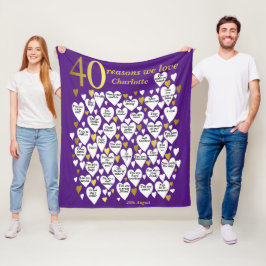 Cobertor De Velo Aniversário de 40 anos Roxo 40 Razões Por Que Te A